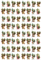 Sticker Sheet Teddy Bear in a Hat with a Christmas Tree Collage Cat. No. 5160