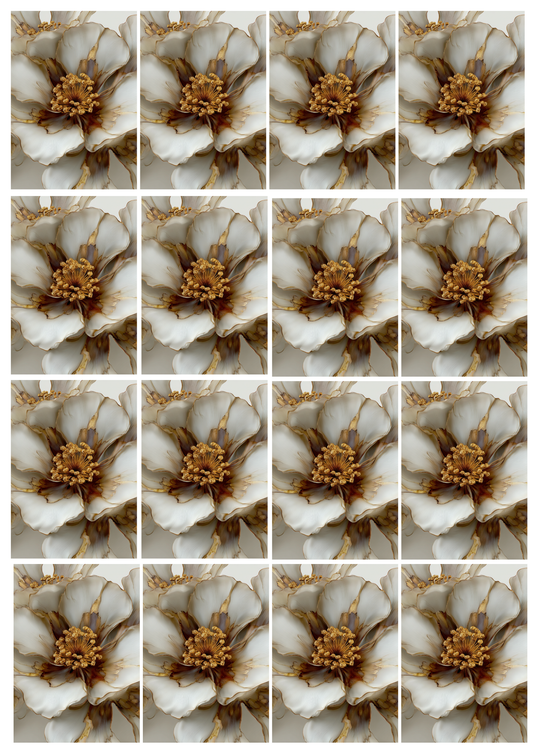 Sticker Sheet - Beige Abstract Flower With Gold Elements Collage 12 Cat. No. 5168