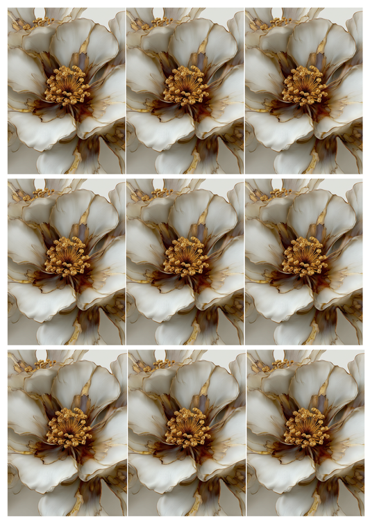 Sticker Sheet - Beige Abstract Flower With Gold Elements Collage 9 Cat. No. 5169