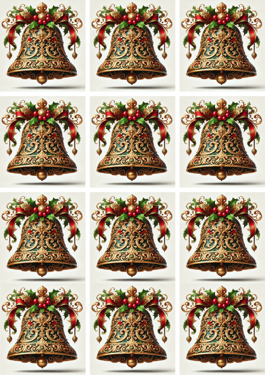 Sticker Sheet - Baroque Christmas Bell 3 Collage Cat. No. 5173