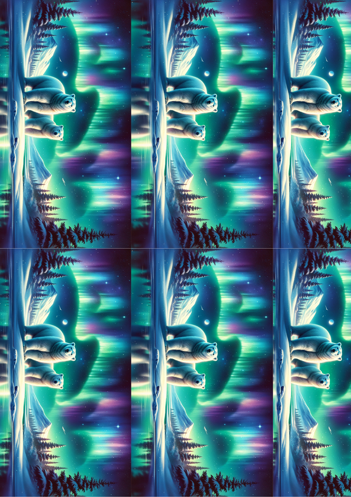 Sticker Sheet - Polar Bear and Northern Lights Collage Cat. No. 5180