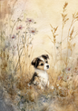 Wall Art Poster / Greeting Card / Sticker Sheet – Puppy In Cereal Background For Journaling Full Cat. No. 5182