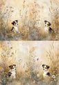 Wall Art Poster / Greeting Card / Sticker Sheet – Puppy In Cereal Background For Journaling Collage Cat. No. 5183