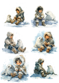 Wall Art Poster / Greeting Card / Sticker Sheet – Eskimo Collage Cat. No. 5191