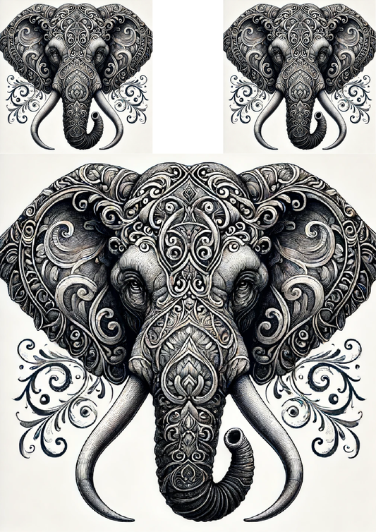 Sticker Sheet / Greeting Card – Elephant Head in Gothic Style Collage Cat. No. 5201