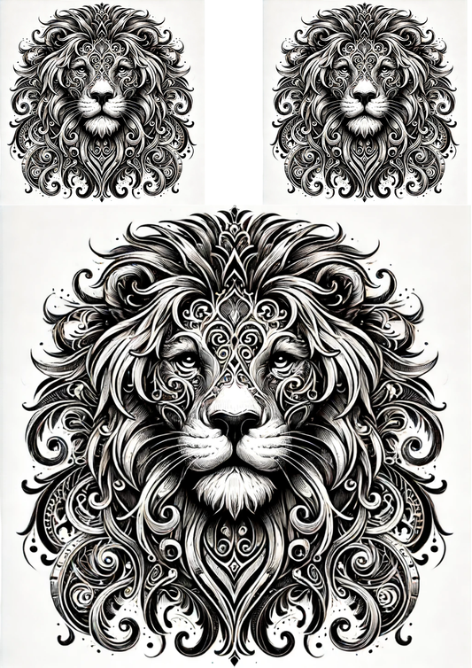 Sticker Sheet / Greeting Card – Lion Head in Gothic Style Collage Cat. No. 5202