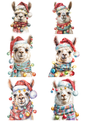 Wall Art Poster / Greeting Card / Sticker Sheet – Lama In Christmas Hat Collage Cat. No. 5216