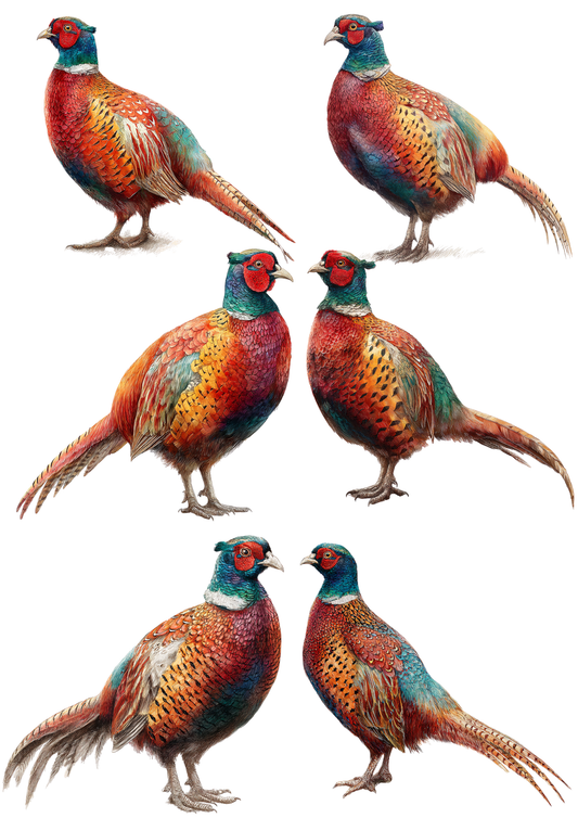 Sticker Sheet / Greeting Card – Pheasant Male Collage Cat. No. 5218