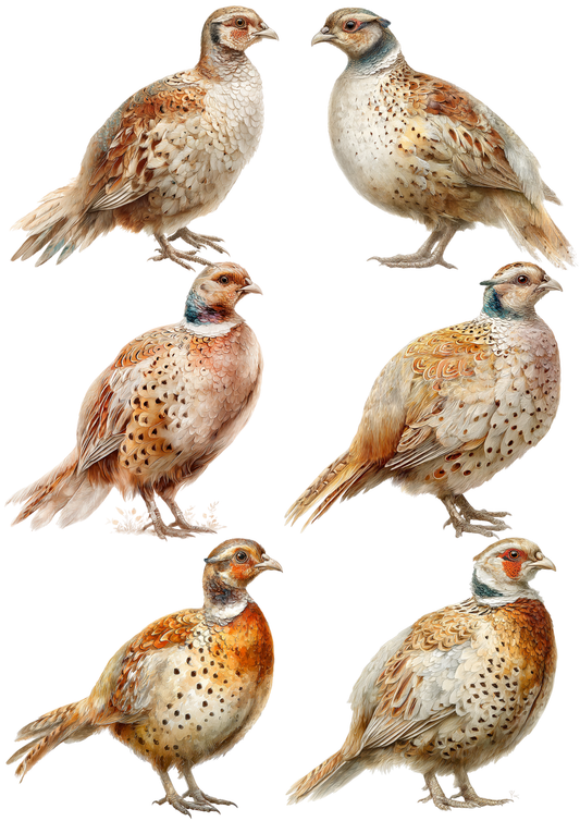 Sticker Sheet / Greeting Card – Pheasant Female Collage Cat. No. 5219