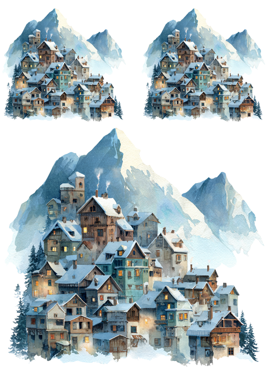 Sticker Sheet / Greeting Card – Mountain Village Collage Cat. No. 5241