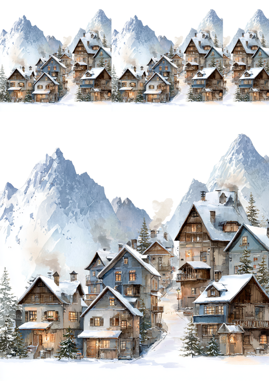 Sticker Sheet / Greeting Card – Mountain Village Collage Cat. No. 5243