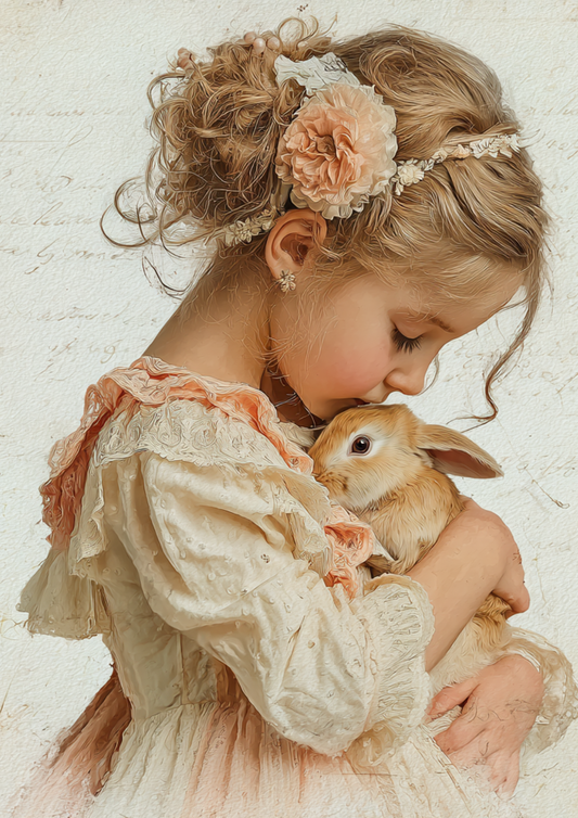 Sticker Sheet / Greeting Card – Girl With Bunny Full Cat. No. 5246