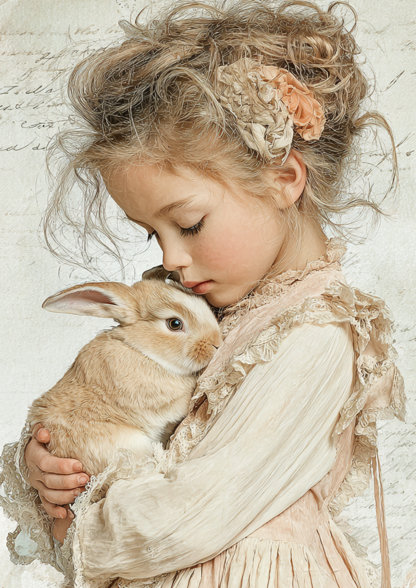 Sticker Sheet / Greeting Card – Girl With Bunny Full Cat. No. 5247