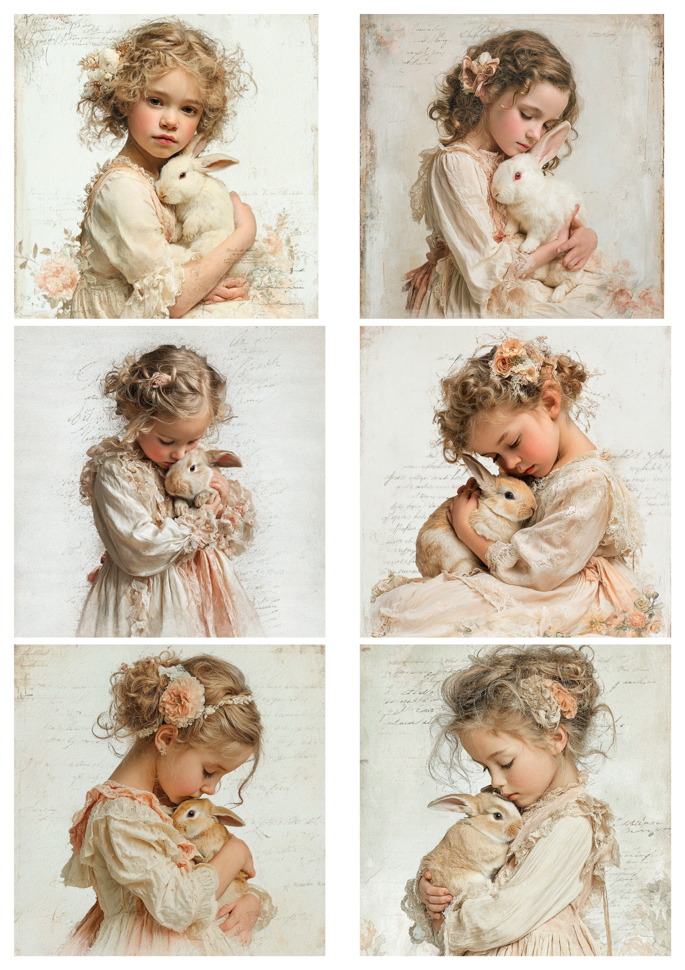 Sticker Sheet / Greeting Card – Girl With Bunny Collage Cat. No. 5249