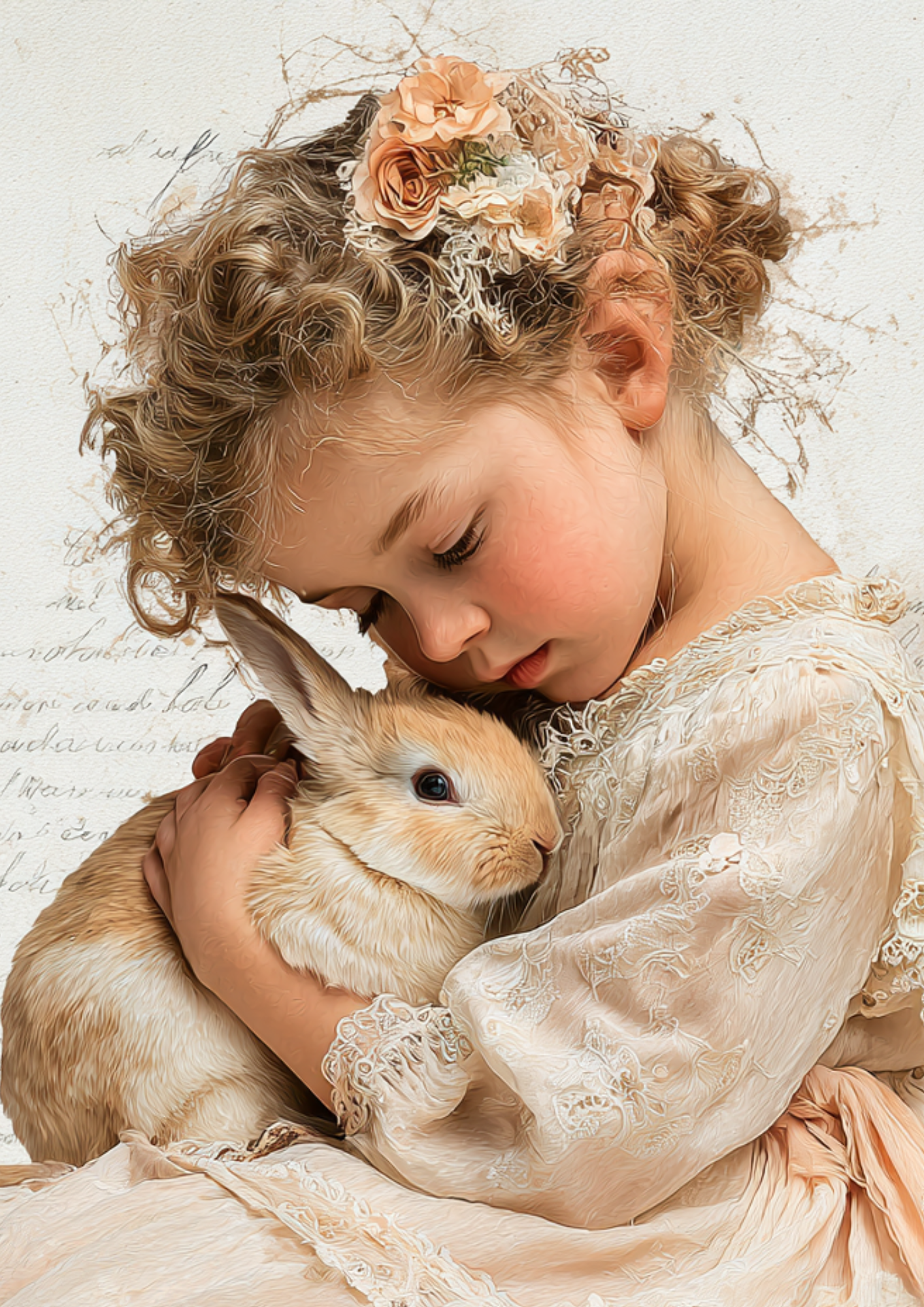 Sticker Sheet / Greeting Card – Girl With Bunny Full Cat. No. 5250