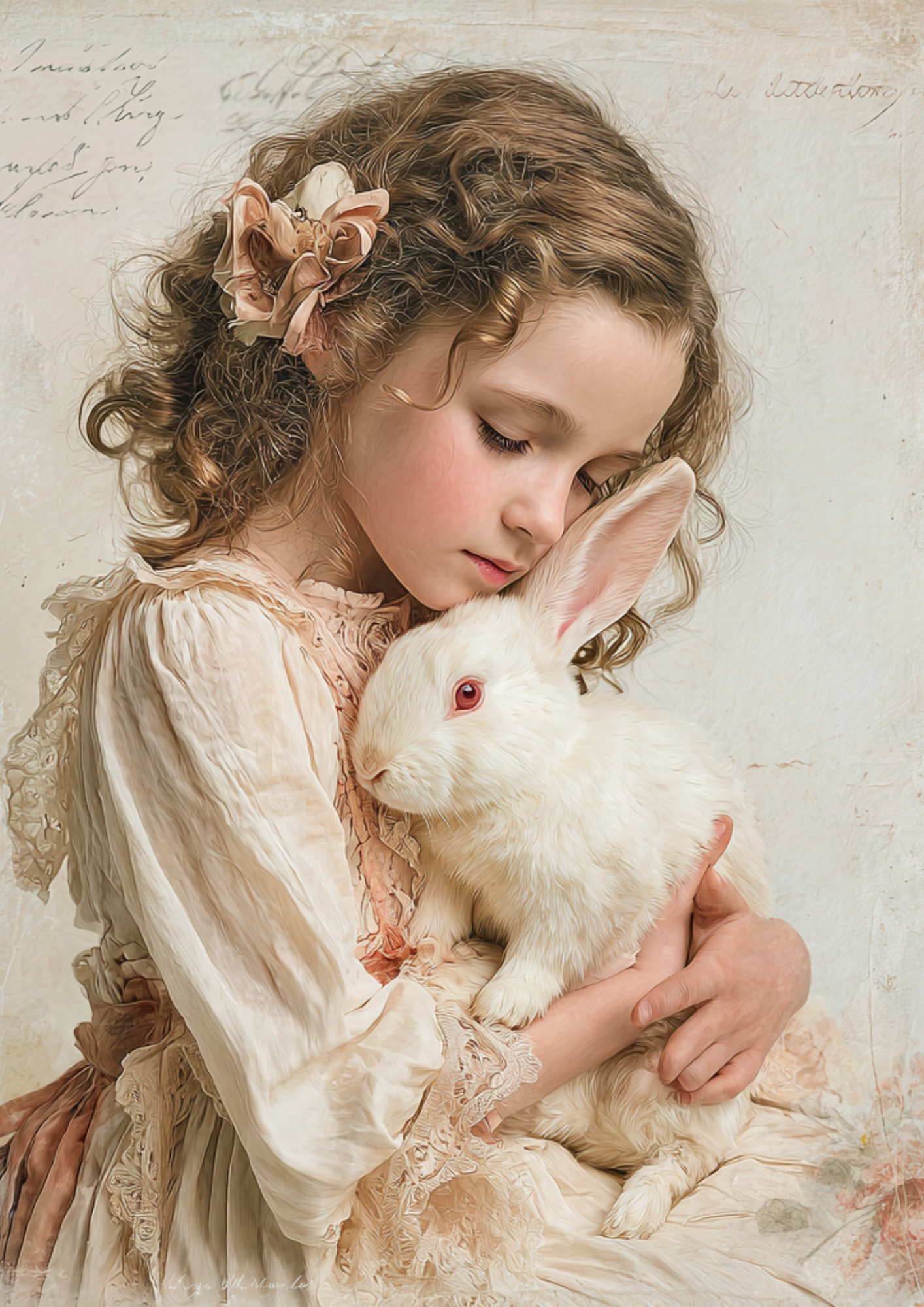 Sticker Sheet / Greeting Card – Girl With Bunny Full Cat. No. 5253