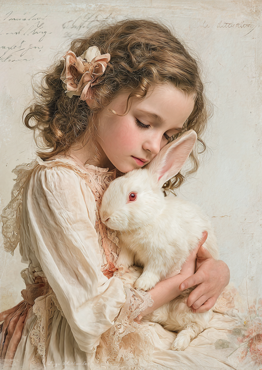 Sticker Sheet / Greeting Card – Girl With Bunny Full Cat. No. 5253