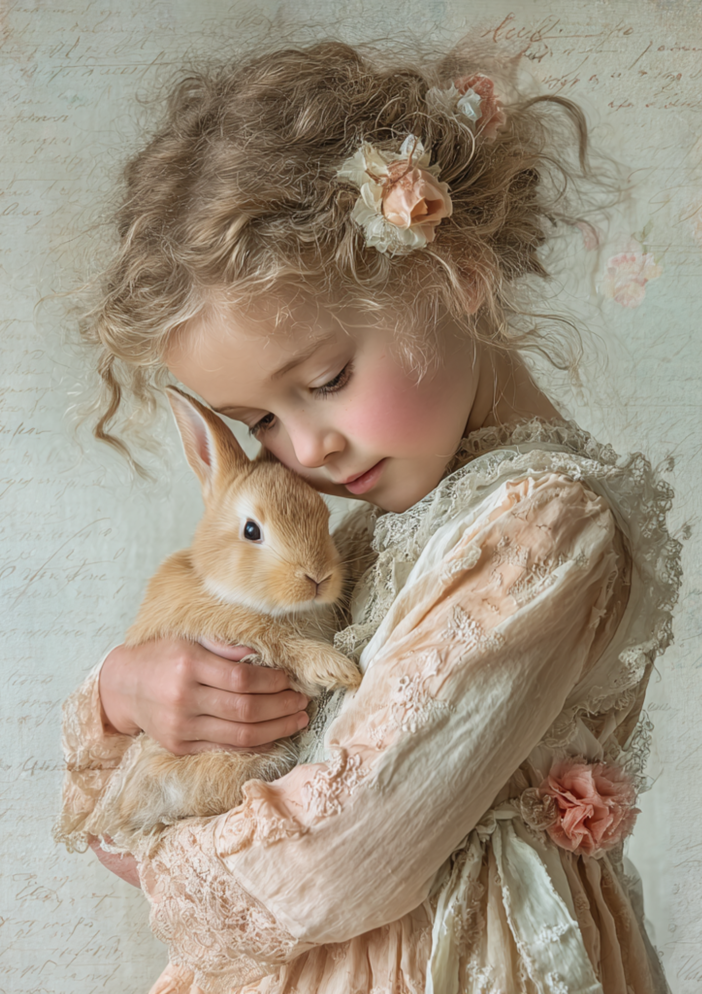 Sticker Sheet / Greeting Card – Girl With Bunny Full Cat. No. 5254