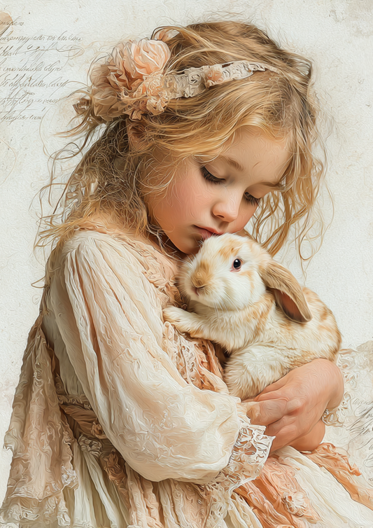 Sticker Sheet / Greeting Card – Girl With Bunny Full Cat. No. 5255