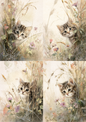 Sticker Sheet / Greeting Card – Little Kitten On A Wild Meadow Collage Cat. No. 5256