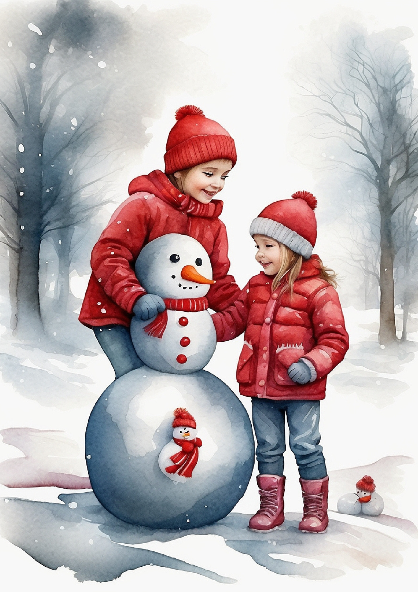 Sticker Sheet / Greeting Card – Kids Make Snowman Full Cat. No. 5270