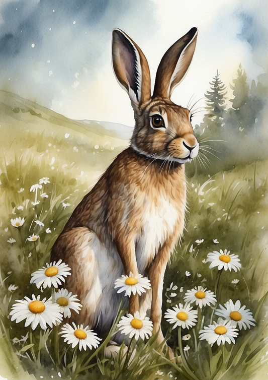 Sticker Sheet / Greeting Card – Spring Hare On A Meadow Full Cat. No. 5275