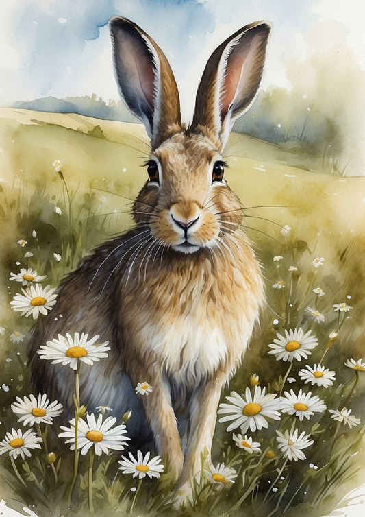 Sticker Sheet / Greeting Card – Spring Hare On A Meadow Full Cat. No. 5276