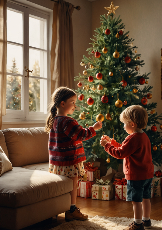 Sticker Sheet / Greeting Card – Children at the Christmas Tree Journaling Background Full Cat. No. 5280
