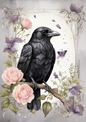 Sticker Sheet / Greeting Card – Raven and Roses Background for Journaling Full Cat. No. 5297