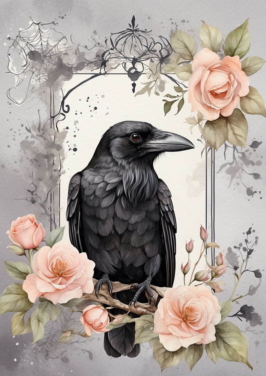 Sticker Sheet / Greeting Card – Raven and Roses Background for Journaling Full Cat. No. 5299