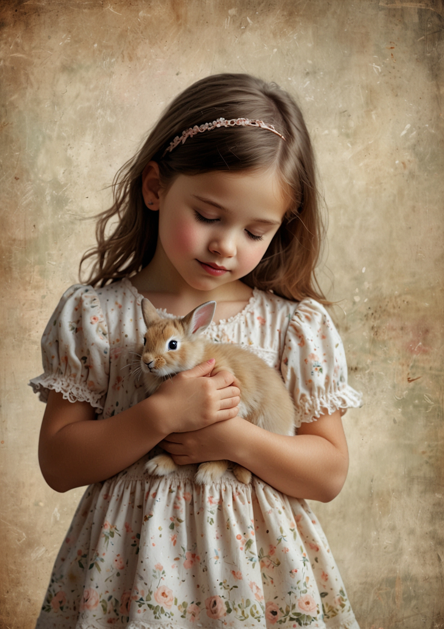Sticker Sheet / Greeting Card – Girl With Bunny Background For Journaling Full Cat. No. 5308