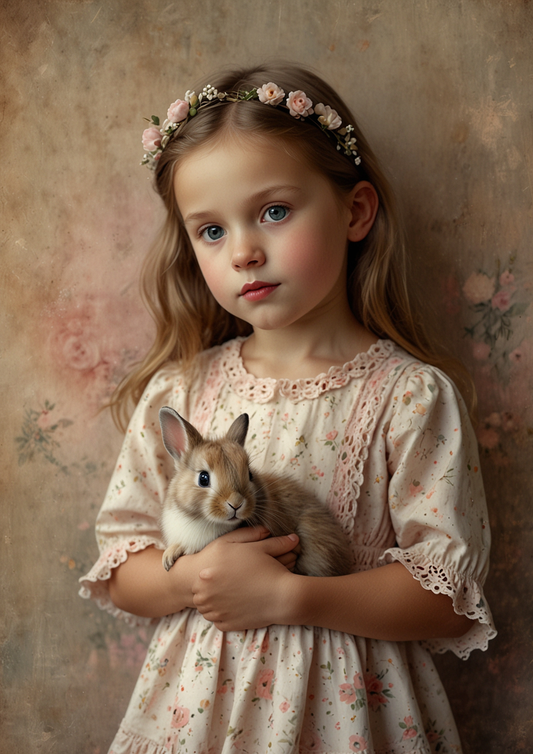 Sticker Sheet / Greeting Card – Girl With Bunny Background For Journaling Full Cat. No. 5309