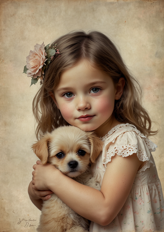 Sticker Sheet / Greeting Card – Girl With Dog Journaling Full Cat. No. 5316