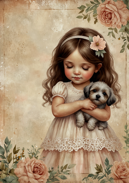 Sticker Sheet / Greeting Card – Girl With Dog Journaling Full Cat. No. 5317