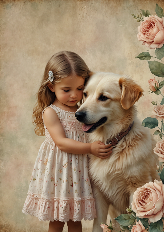Sticker Sheet / Greeting Card – Girl With Dog Journaling Full Cat. No. 5318
