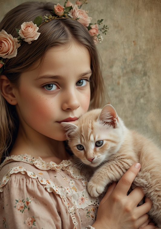 Sticker Sheet / Greeting Card – Girl With Dog Cat Journaling Full Cat. No. 5320