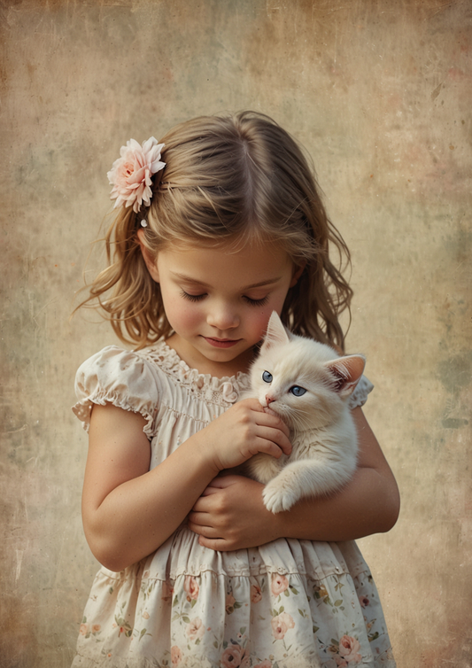 Sticker Sheet / Greeting Card – Girl With Dog Cat Journaling Full Cat. No. 5322