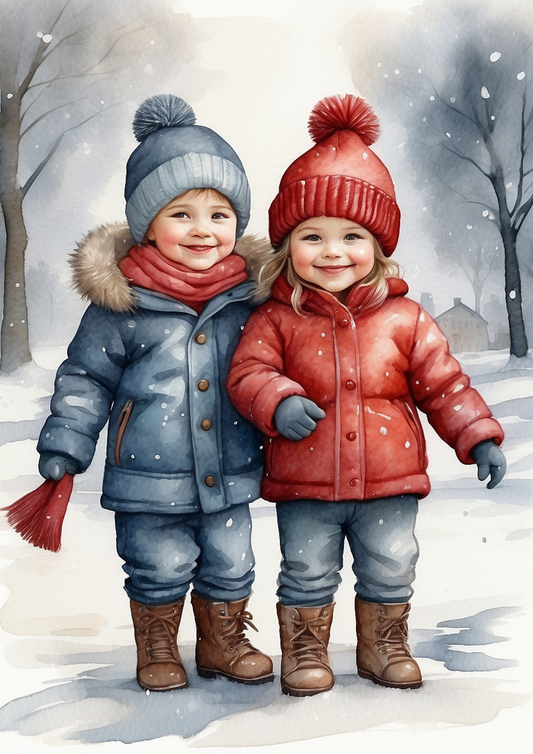 Sticker Sheet / Greeting Card – Children In Winter Full Cat. No. 5327