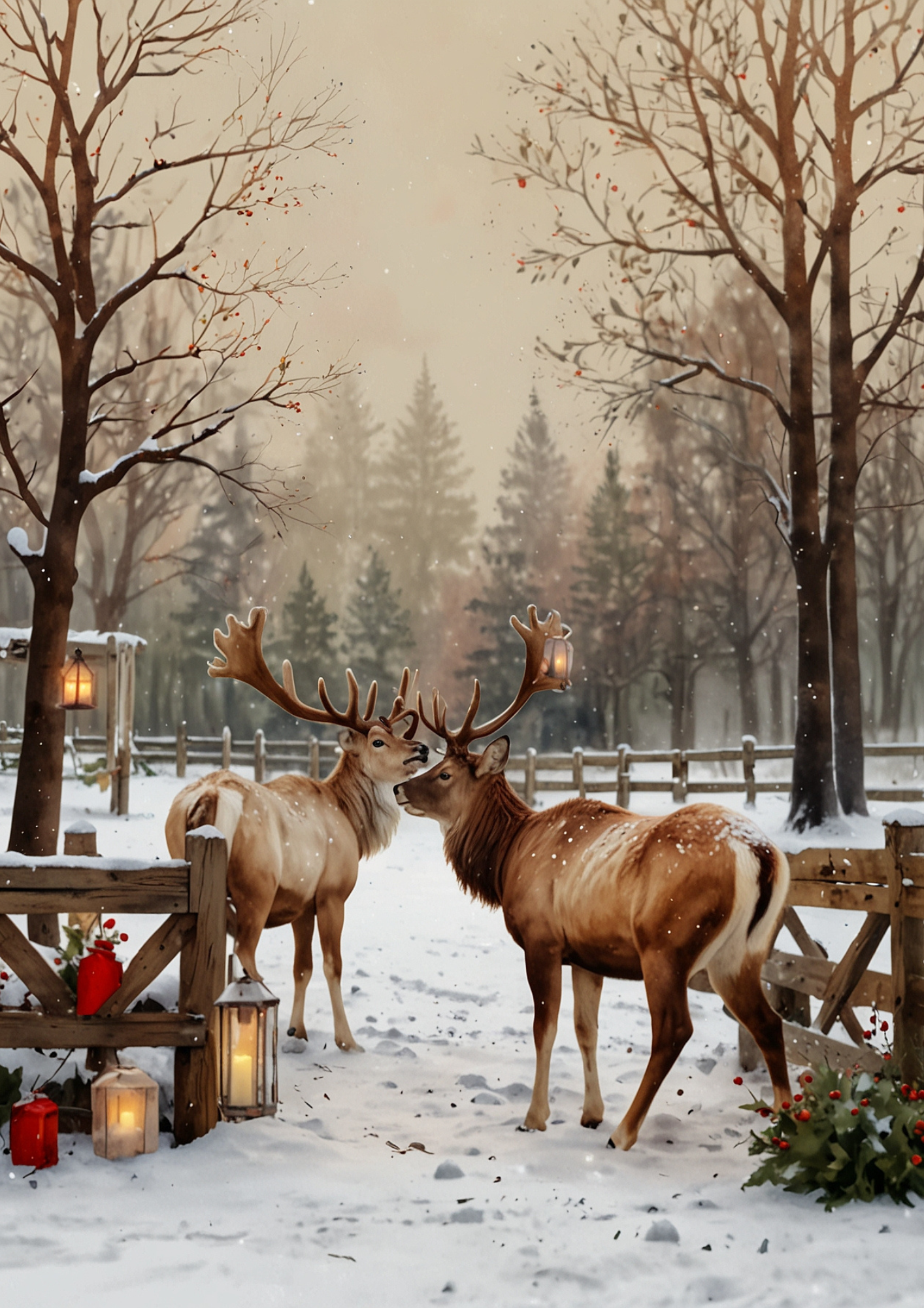 Sticker Sheet / Greeting Card – Reindeer Background For Journaling Full Cat. No. 5348