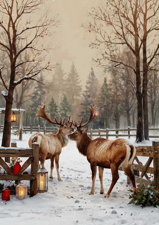 Sticker Sheet / Greeting Card – Reindeer Background For Journaling Full Cat. No. 5348