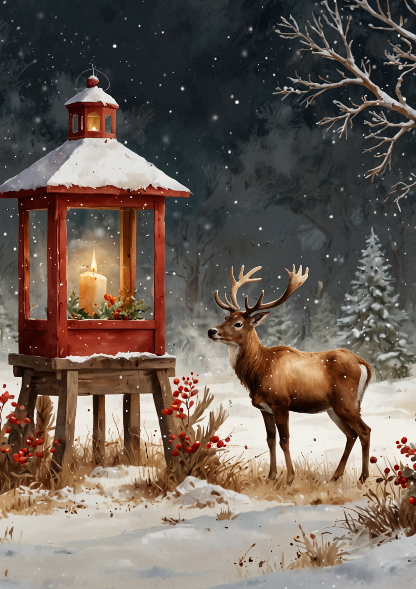 Sticker Sheet / Greeting Card – Reindeer Background For Journaling Full Cat. No. 5349