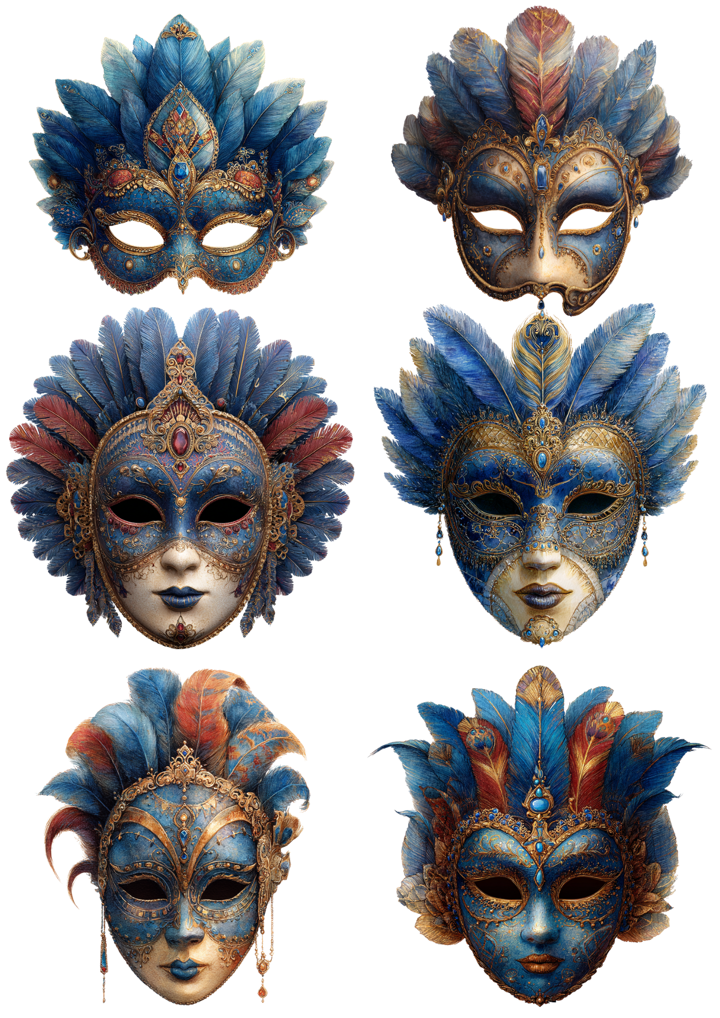 Sticker Sheet / Greeting Card – Venetian Carnival Masks Collagel Cat. No. 5353