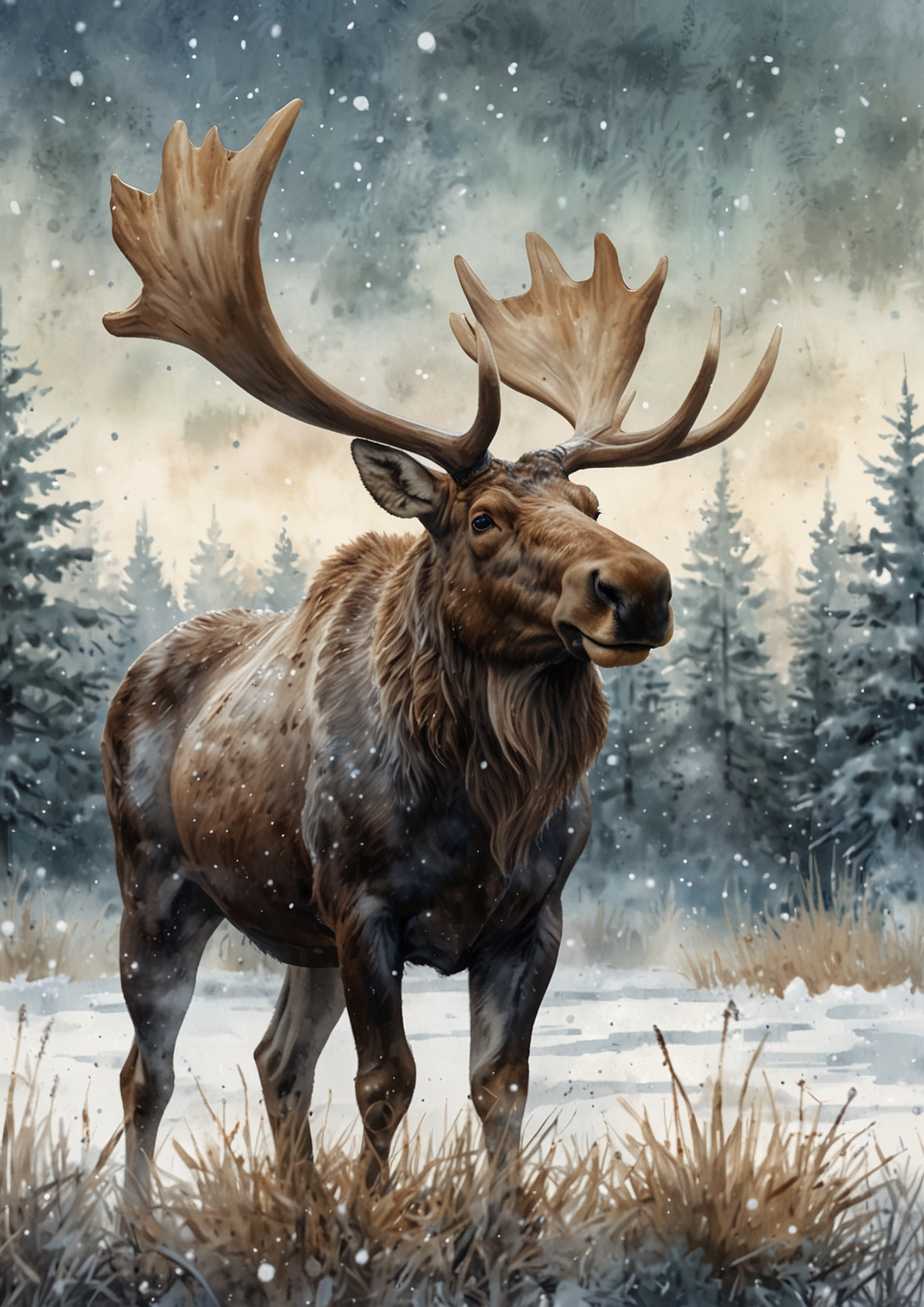 Sticker Sheet / Greeting Card – Moose Background For Journaling Full Cat. No. 5359