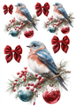 Sticker Sheet / Greeting Card – Birds With Christmas Tree Bauble Collage Cat. No. 5365