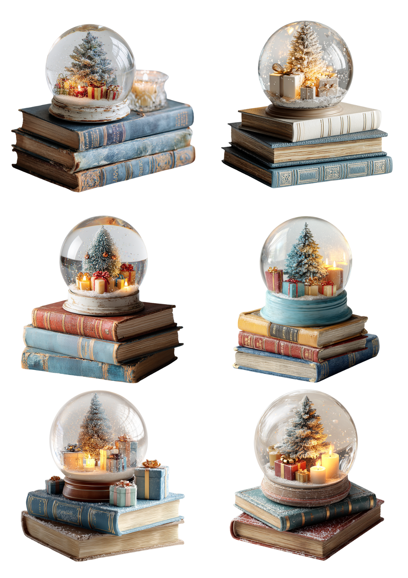 Sticker Sheet / Greeting Card – Snow Globes On Books Collage Cat. No. 5367