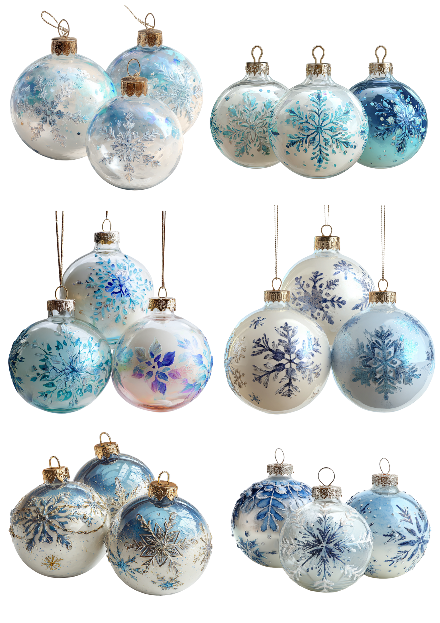 Sticker Sheet / Greeting Card – Christmas Tree Baubles Collage Cat. No. 5372