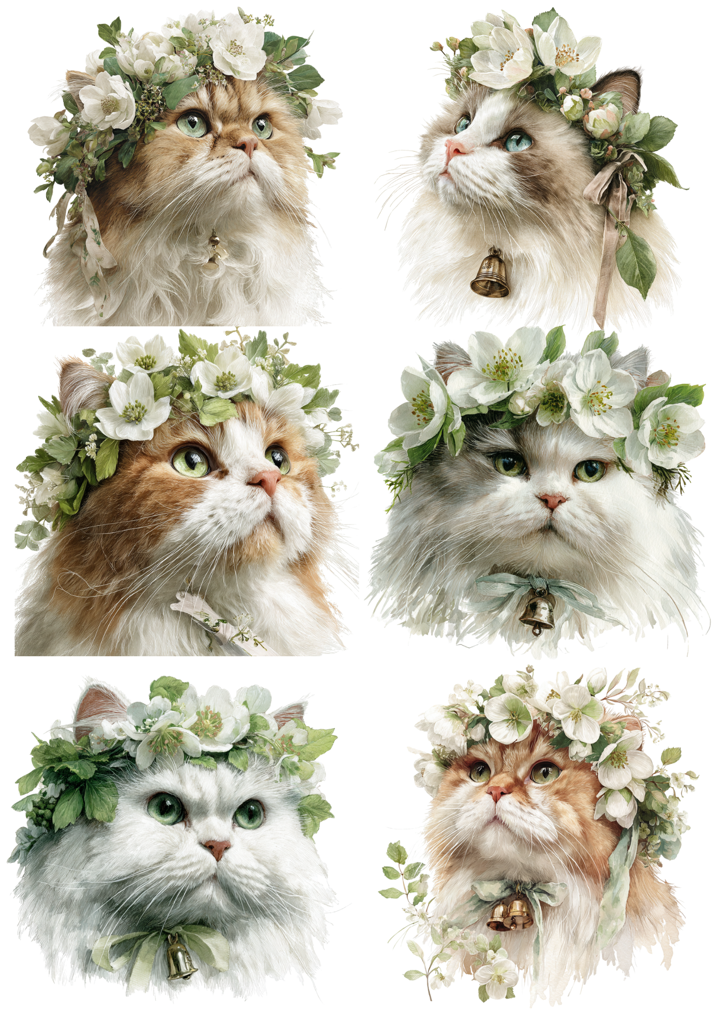 Sticker Sheet / Greeting Card – Cat In A Wreath Collage Cat. No. 5373