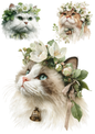 Sticker Sheet / Greeting Card – Cat In A Wreath Collage Cat. No. 5374