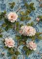Sticker Sheet / Greeting Card – Vintage Roses Background on Blue Full Cat. No. 5379