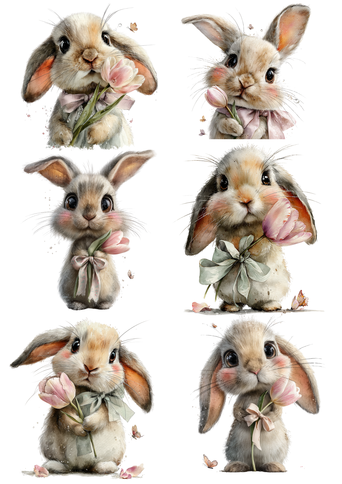 Sticker Sheet / Greeting Card – Easter Rabbit With Tulip Collage Cat. No. 5383